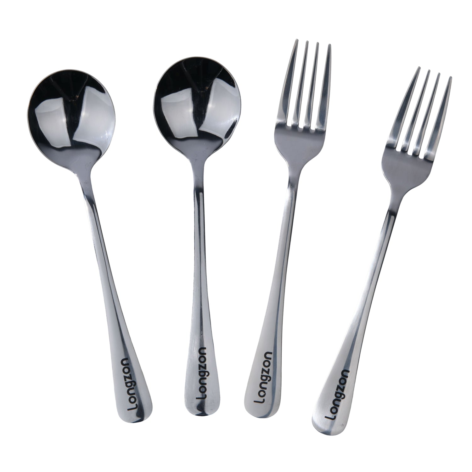 Longzon Stainless Steel Silverware Set, Modern Flatware Set Including Spoons and Forks, Mirror Polished Cutlery for Home Kitchen and Restaurant, Dishwasher Safe