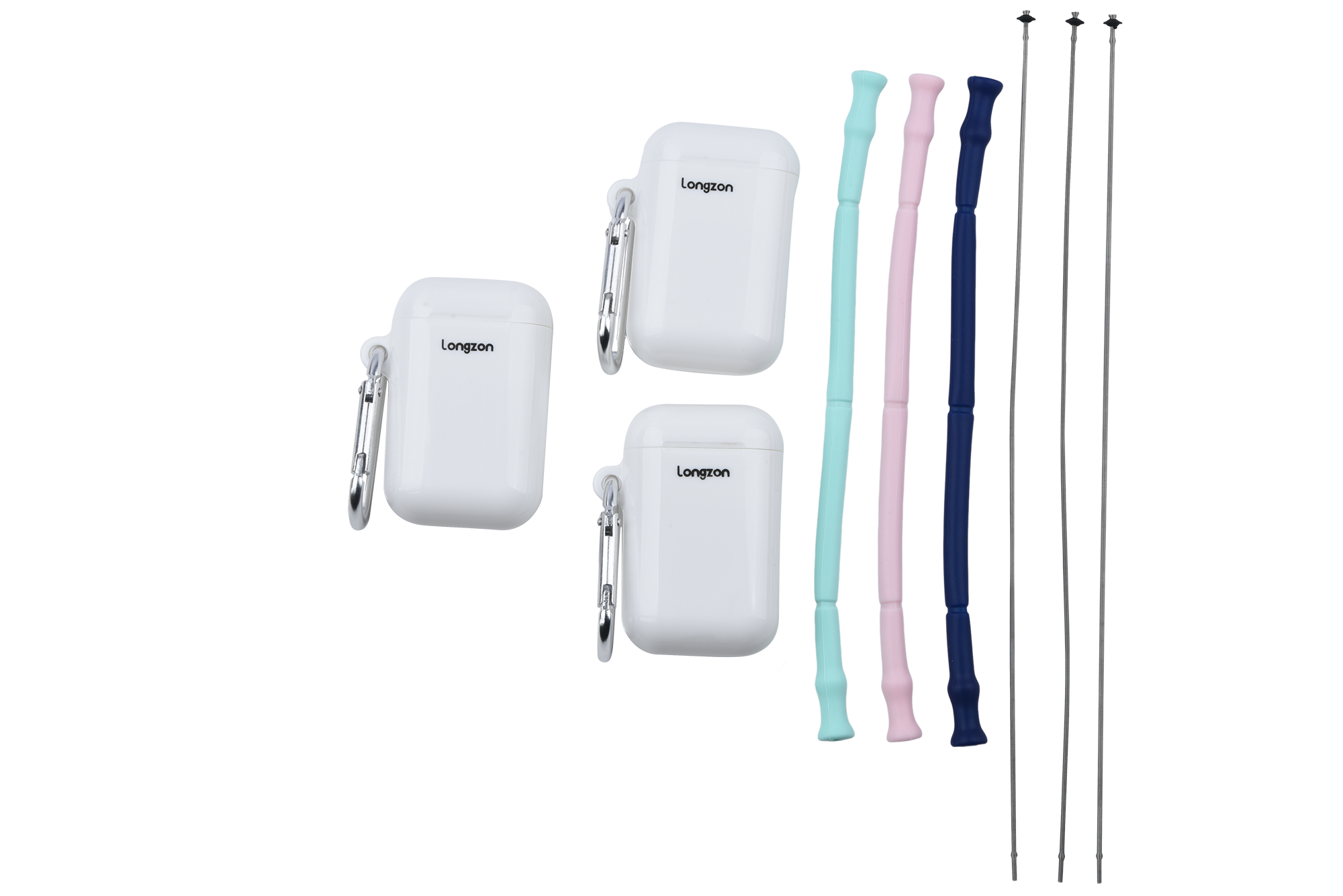 Longzon Reusable Silicone Straws, Eco-Friendly Silicone Drinking Straws with Cleaning Brush, Premium Food Grade Rustproof Straws for Tumblers, Smoothies and Juice, Dishwasher Safe