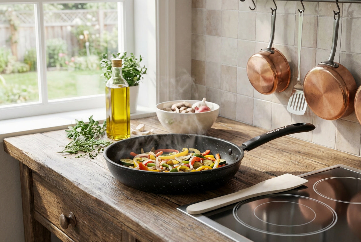 Longzon Stainless Steel Frying Pan, Professional Grade Skillet with Ergonomic Handle,Thickened Tri-Ply Base Cooking Pan for All Stovetops including Induction,Oven Safe Kitchenware