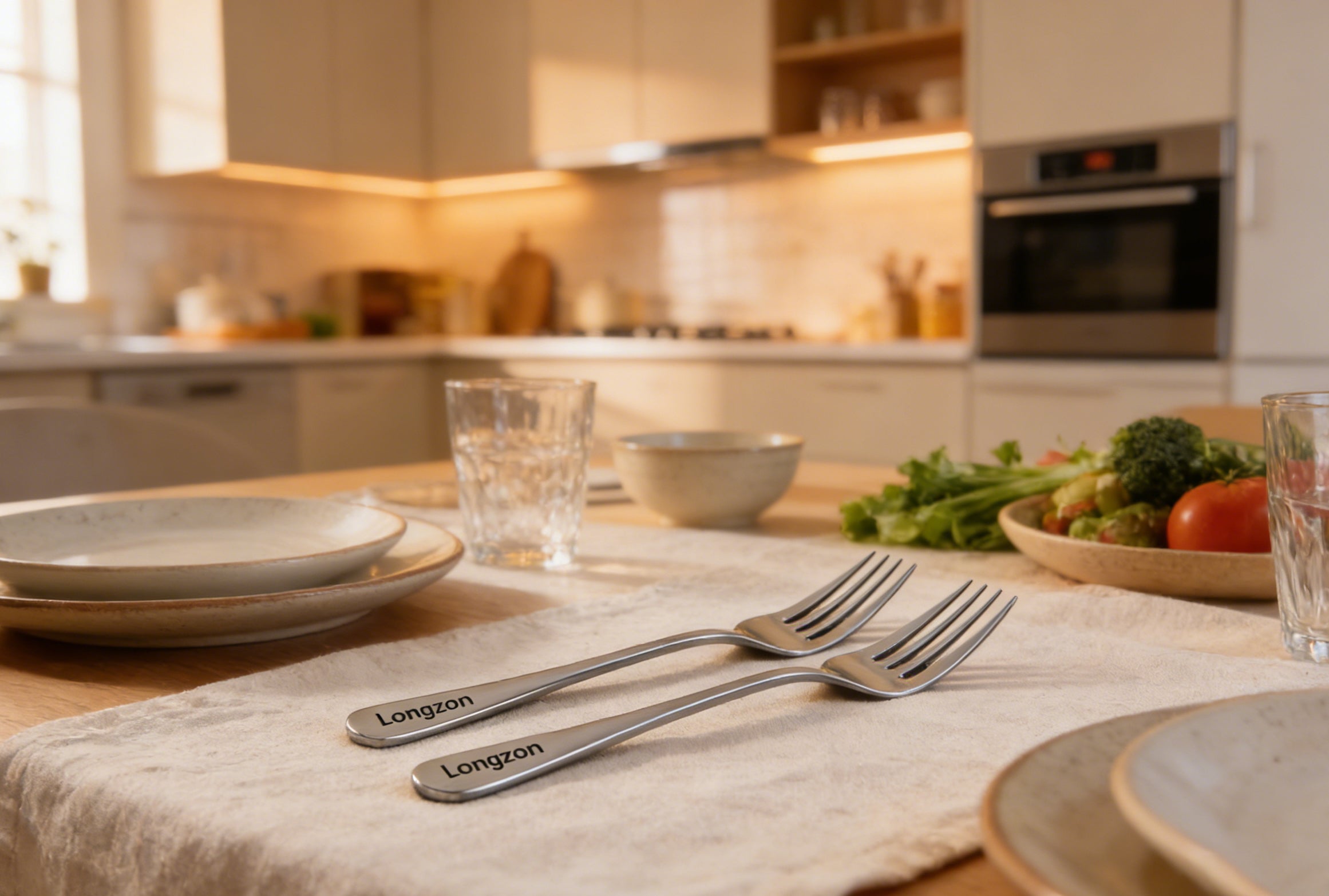Longzon Stainless Steel Silverware Set, Modern Flatware Set Including Spoons and Forks, Mirror Polished Cutlery for Home Kitchen and Restaurant, Dishwasher Safe