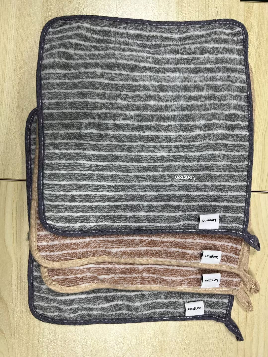 Longzon Striped Kitchen Dish Towels Set, Super Absorbent & Soft Microfiber Dish Cloths - Quick Drying, Lint-Free Cleaning Rags with Hang Loop for Kitchen, Counter, & Washing Dishes