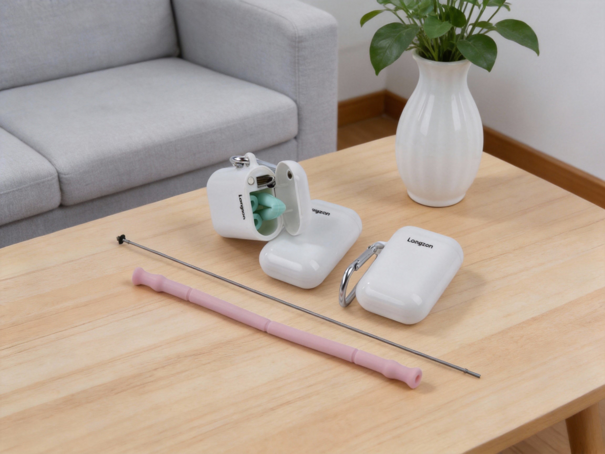 Longzon Reusable Silicone Straws, Eco-Friendly Silicone Drinking Straws with Cleaning Brush, Premium Food Grade Rustproof Straws for Tumblers, Smoothies and Juice, Dishwasher Safe