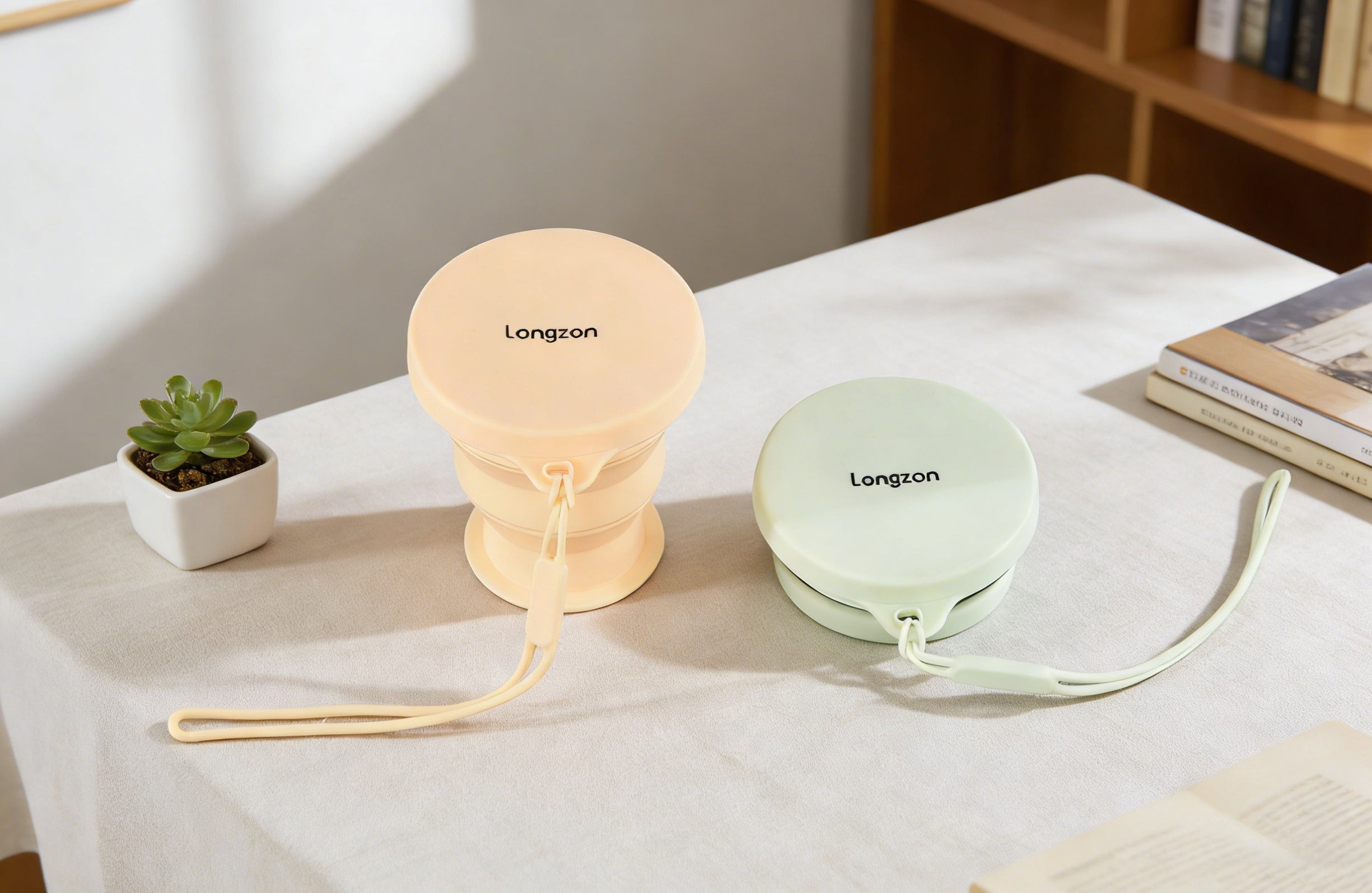 Longzon Collapsible Silicone Water Bottle,Square Folding Travel Cup with Straw,BPA-Free Leakproof Portable Sports Bottle for Hiking,Camping, Gym and Outdoors