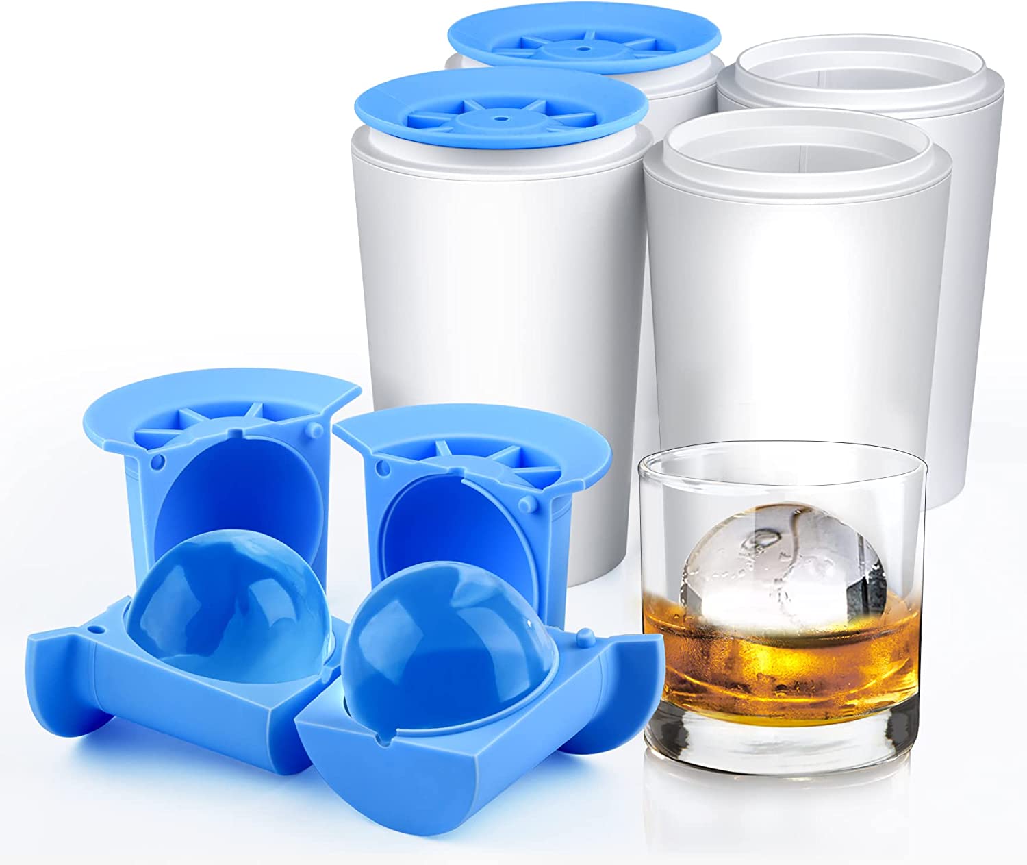  True Cubes Crystal Clear Ice Cube Maker- 4 Large Clear Ice Cubes  for Cocktails, Drinks & Whiskey - BPA-Free Silicone Square Ice Cube Mold -  Whiskey Gifts for Men: Home 
