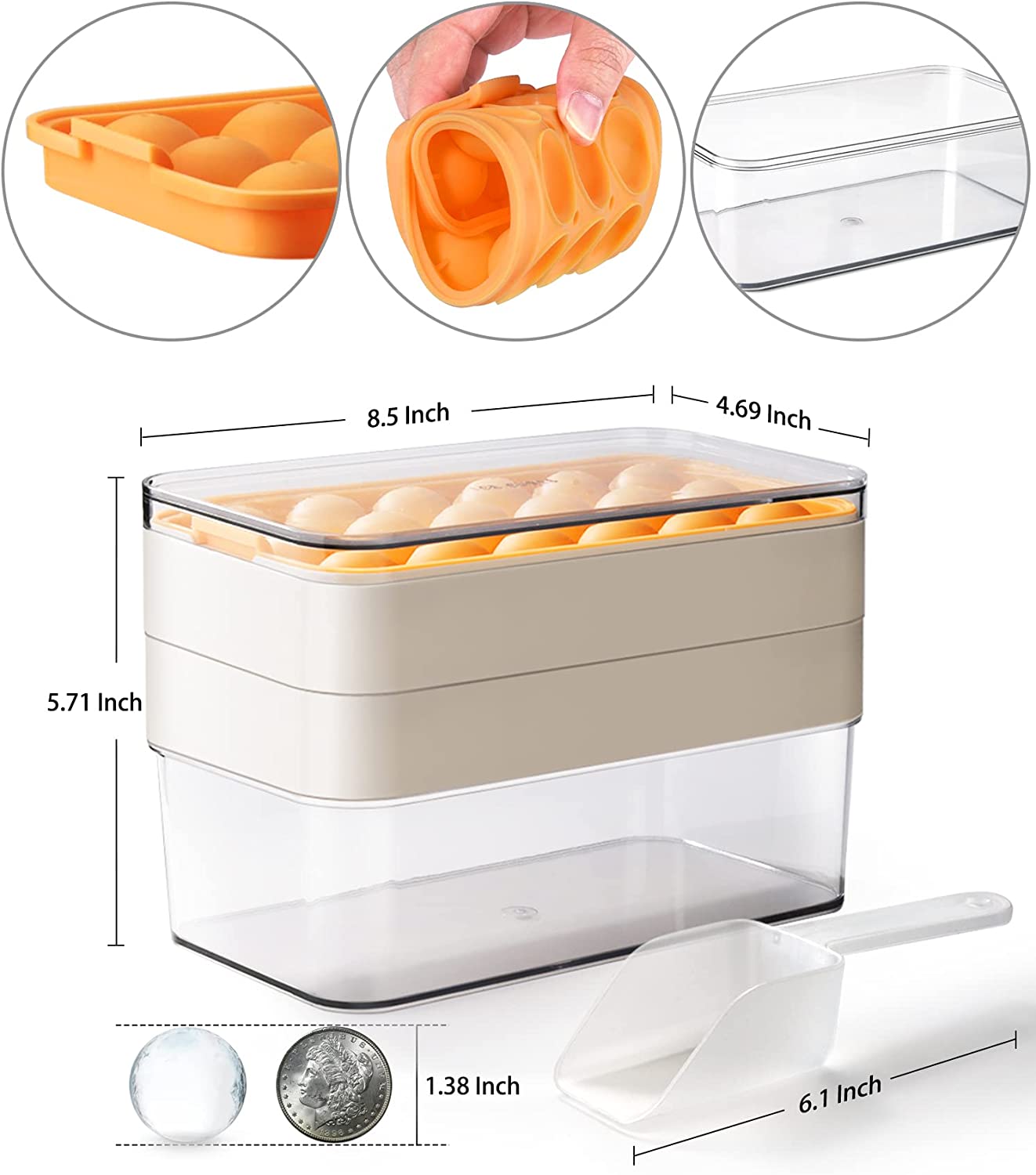 longzon Round Ice cube Trays for Freezer