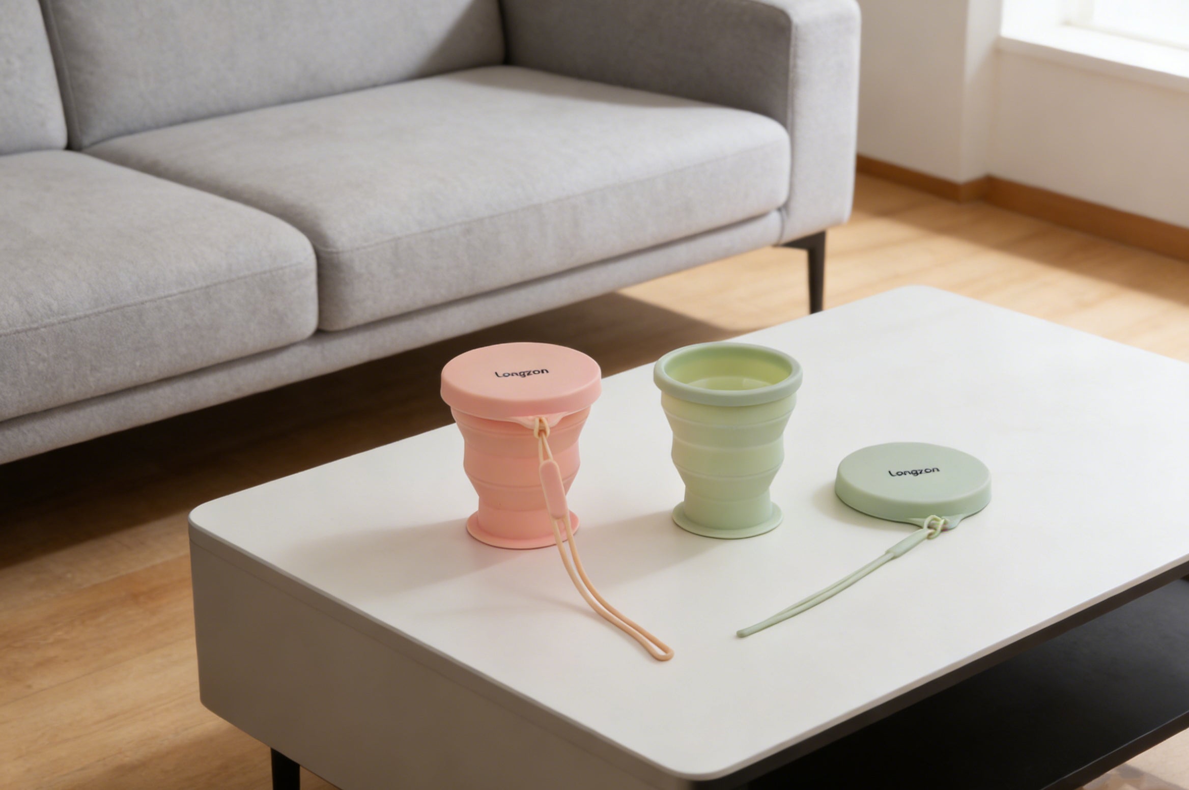 Longzon Collapsible Silicone Water Bottle,Square Folding Travel Cup with Straw,BPA-Free Leakproof Portable Sports Bottle for Hiking,Camping, Gym and Outdoors