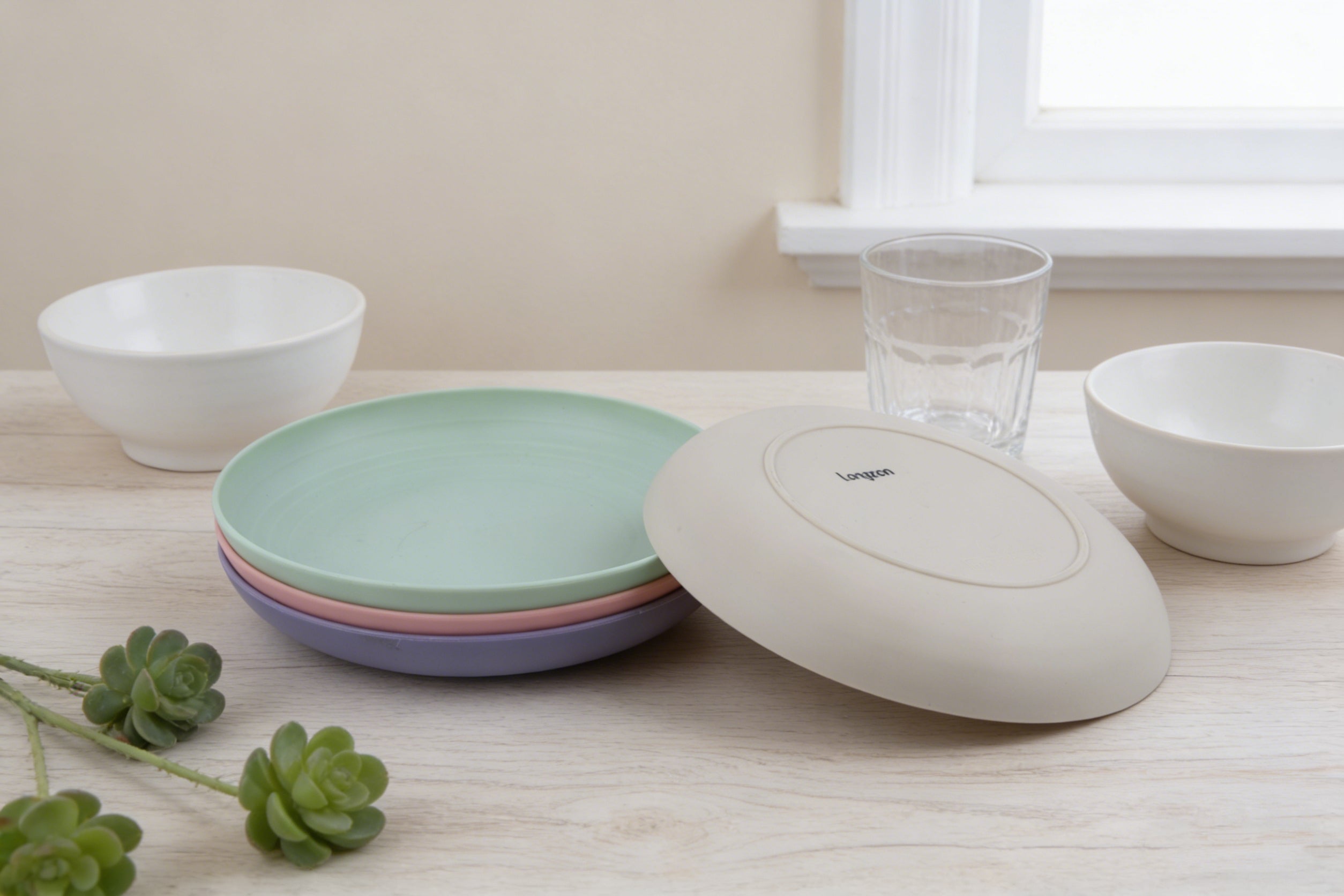 Longzon Wheat Straw Dinner Plates, Unbreakable Lightweight Plates, Eco-Friendly Non-Toxic Reusable Dishwasher & Microwave Safe Dessert Plates