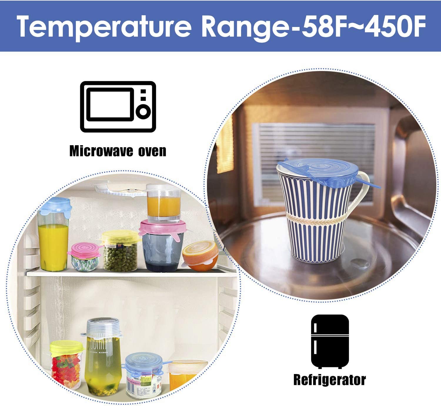 longzon Silicone Stretch Lids/Pet Food Can Covers/12 Pack