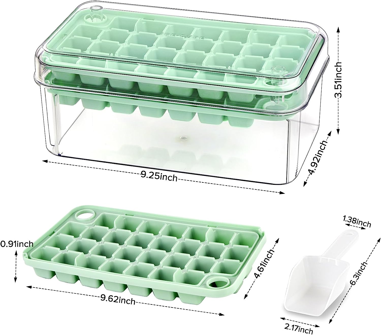 longzon Ice Cube Tray with Lid and Bin