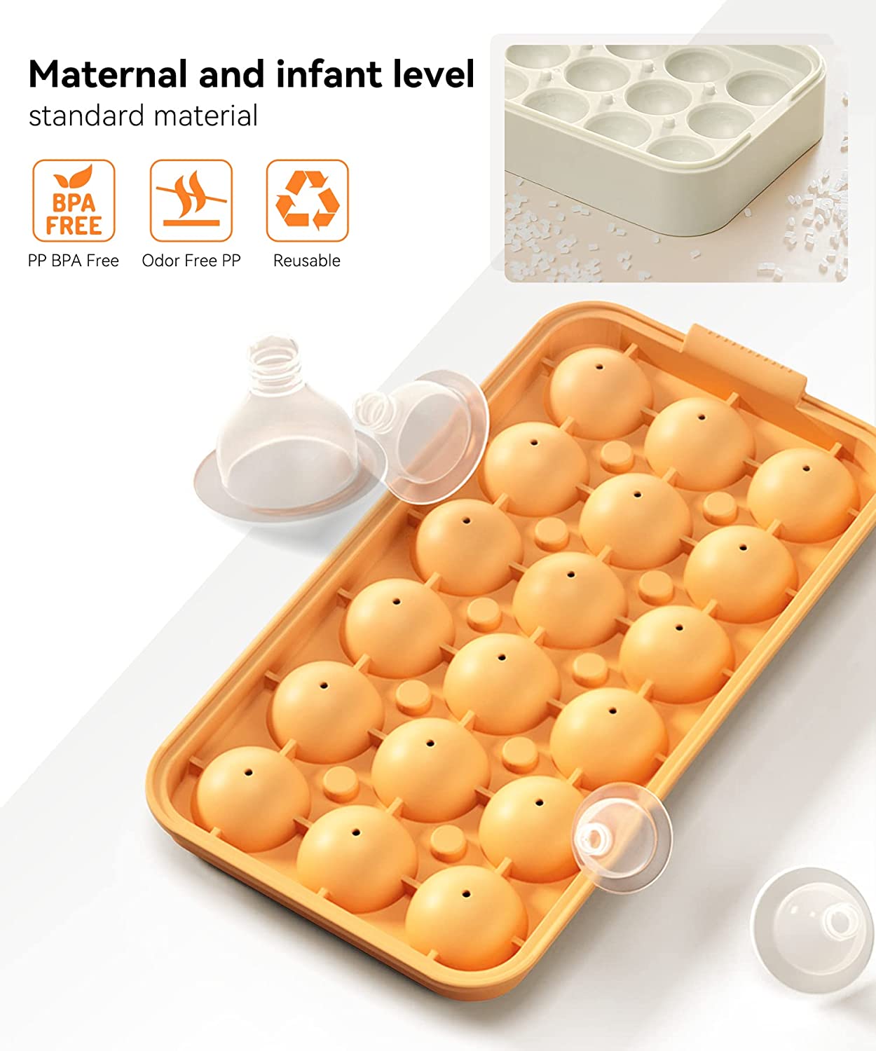 longzon Round Ice cube Trays for Freezer