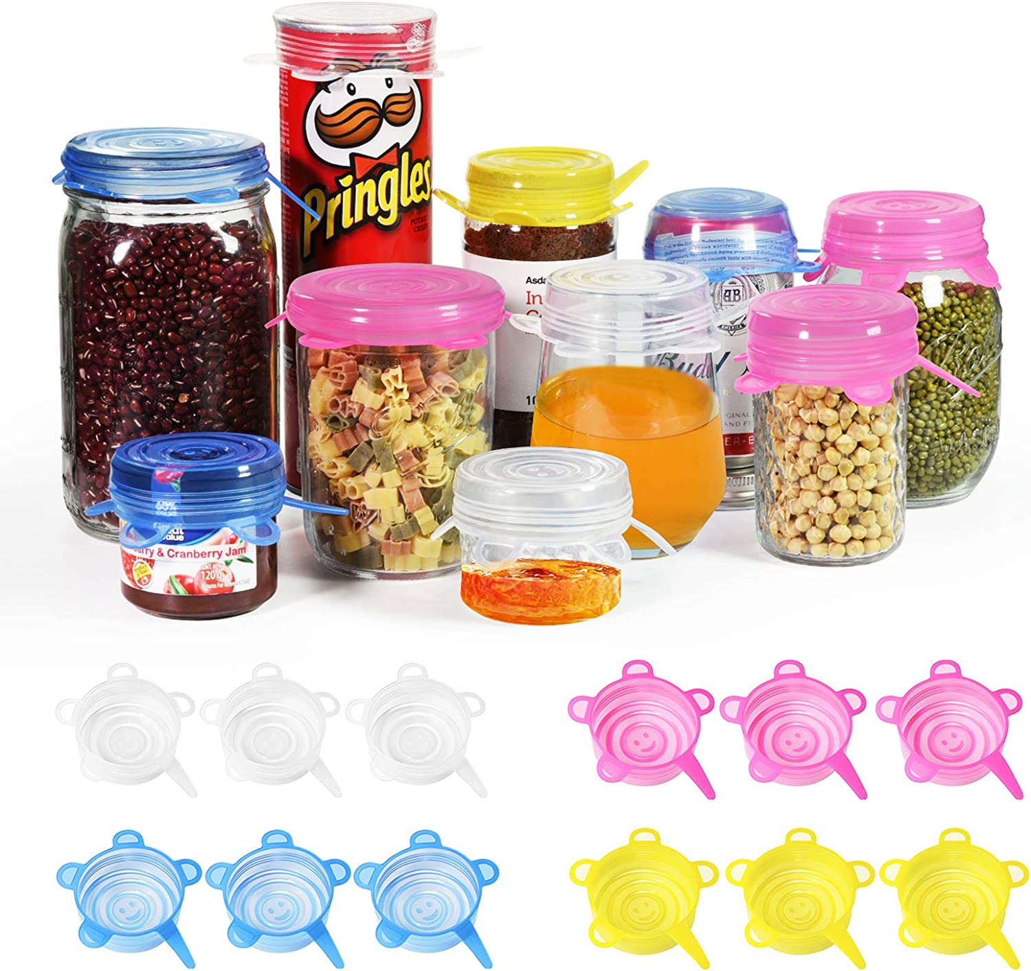 longzon Silicone Stretch Lids/Pet Food Can Covers/12 Pack