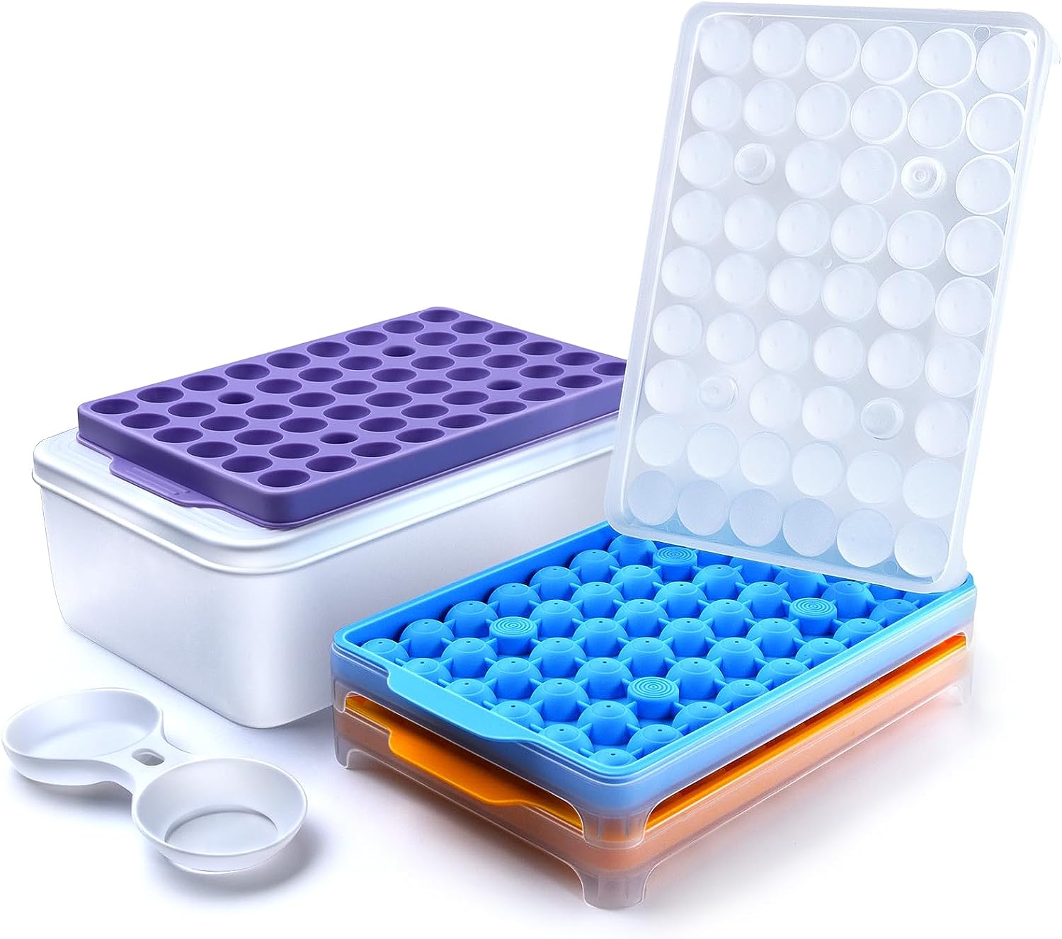 3 Pack Silicone Ice Trays For Freezer With Lid Sphere Ice Cube Tray Large  Square
