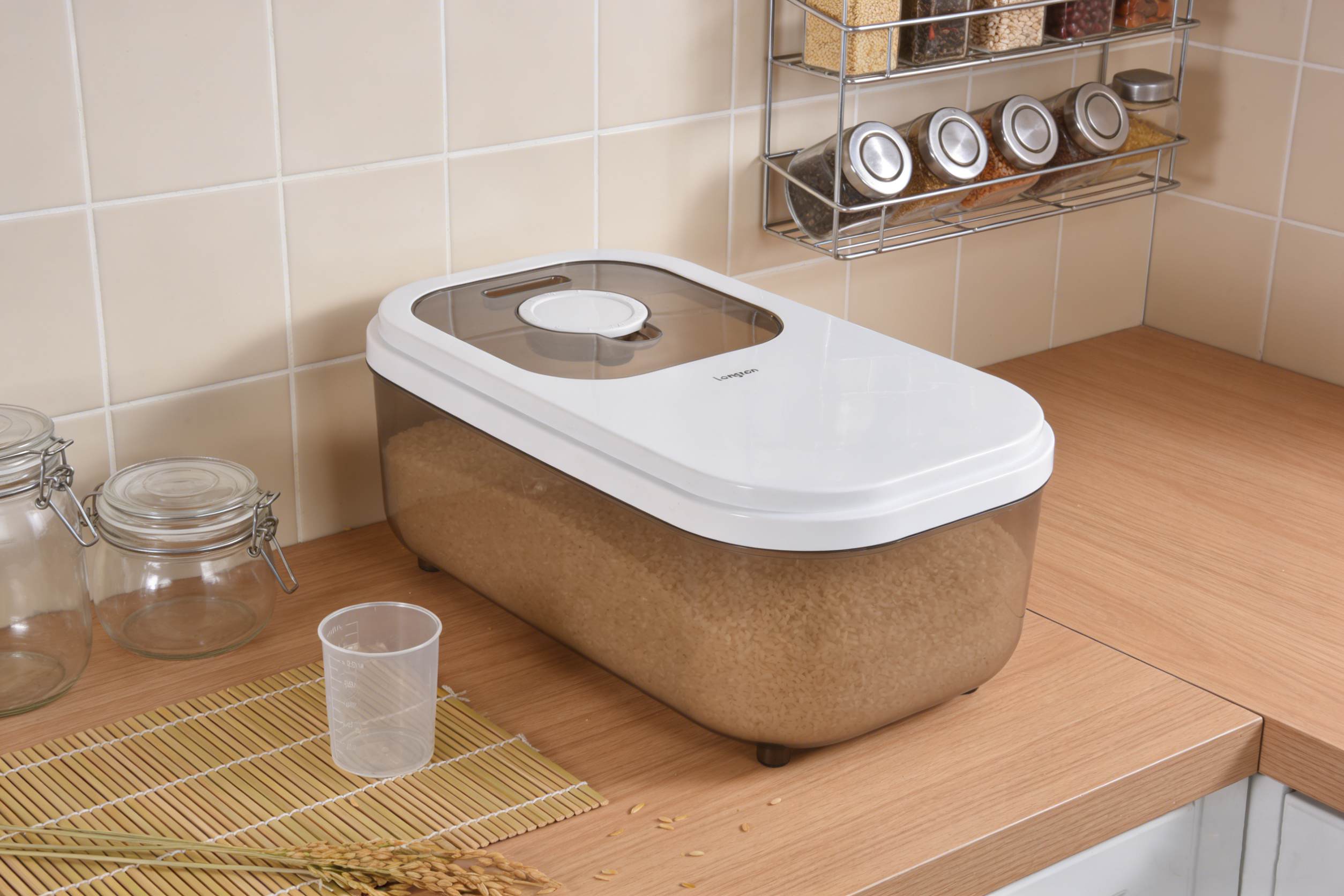 Longzon Airtight Food Storage Container with Push Button Lid,BPA-Free Clear Plastic Flour and Sugar Canister,POP Container for Kitchen Pantry Organization and Storage