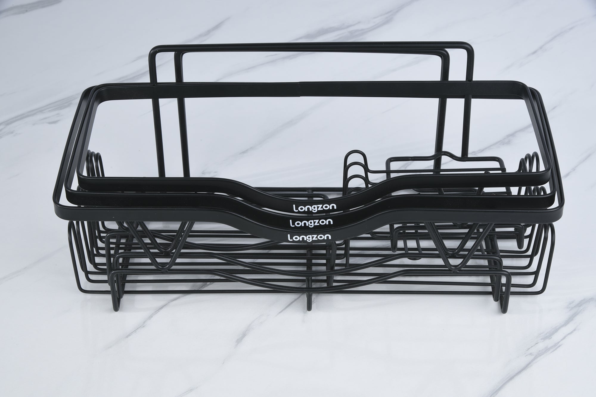 Longzon Sink Caddy Sponge Holder, Stainless Steel Kitchen Sink Organizer, Compact Dish Soap Drainer Rack with Removable Drip Tray, Rustproof Countertop Storage for Sponges and Brushes