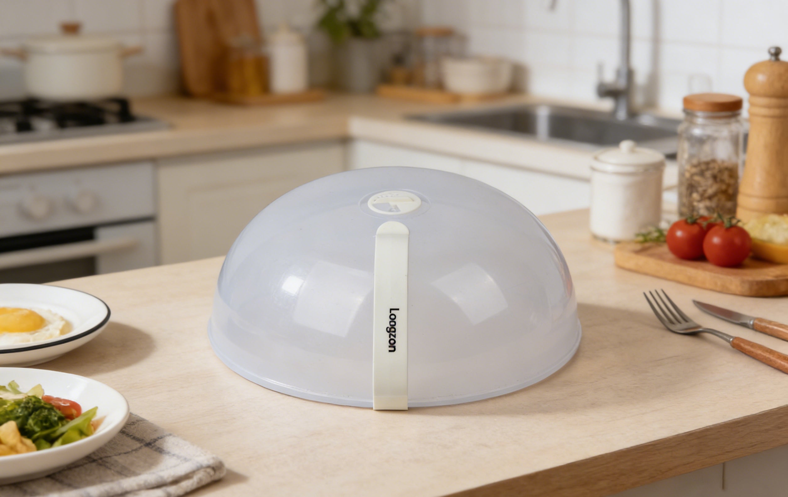 Longzon Microwave Splatter Cover for Food,High Temperature Resistant Microwave Cover with Handle,Clear Splatter Guard Lid with Adjustable Steam Vents,BPA-Free Food Grade Material