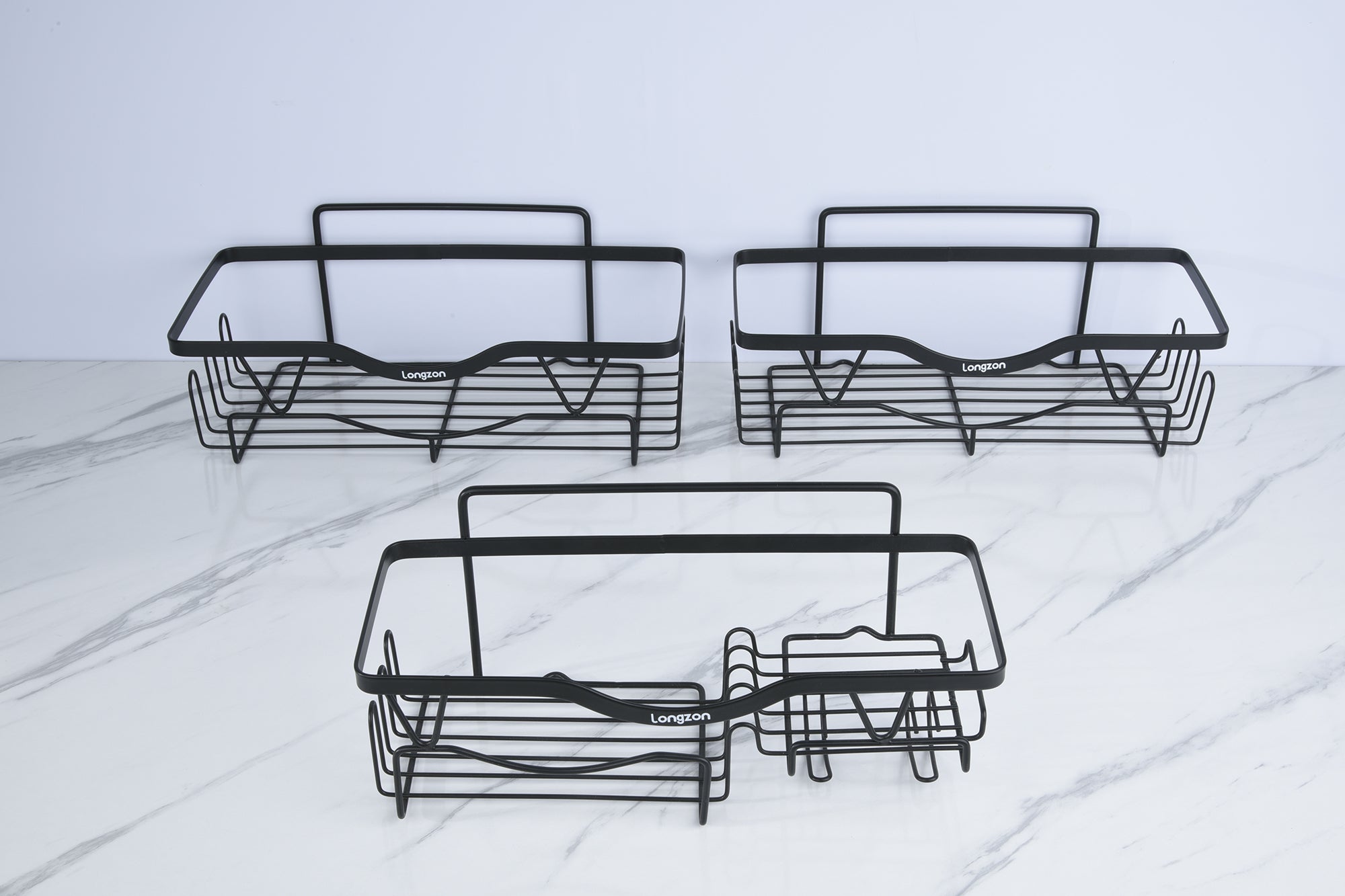 Longzon Sink Caddy Sponge Holder, Stainless Steel Kitchen Sink Organizer, Compact Dish Soap Drainer Rack with Removable Drip Tray, Rustproof Countertop Storage for Sponges and Brushes