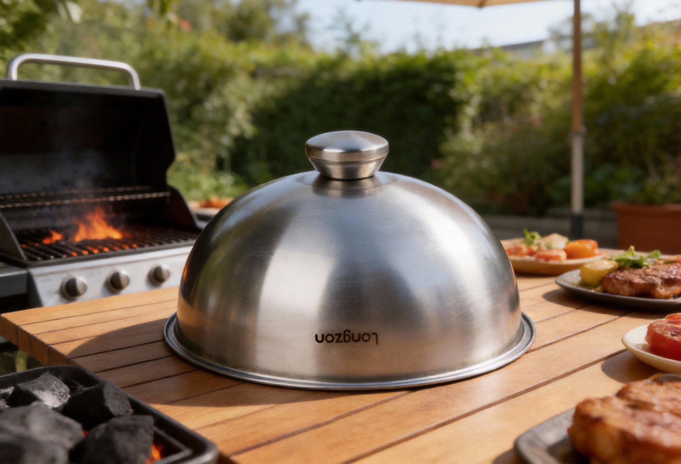 Longzon Stainless Steel Melting Dome,Round Grilling Lid,Cheese Melting Cover for Griddle and Indoor Outdoor Grill,Steaming Cover for Burgers,Vegetables,and Pizza,Professional BBQ Accessory