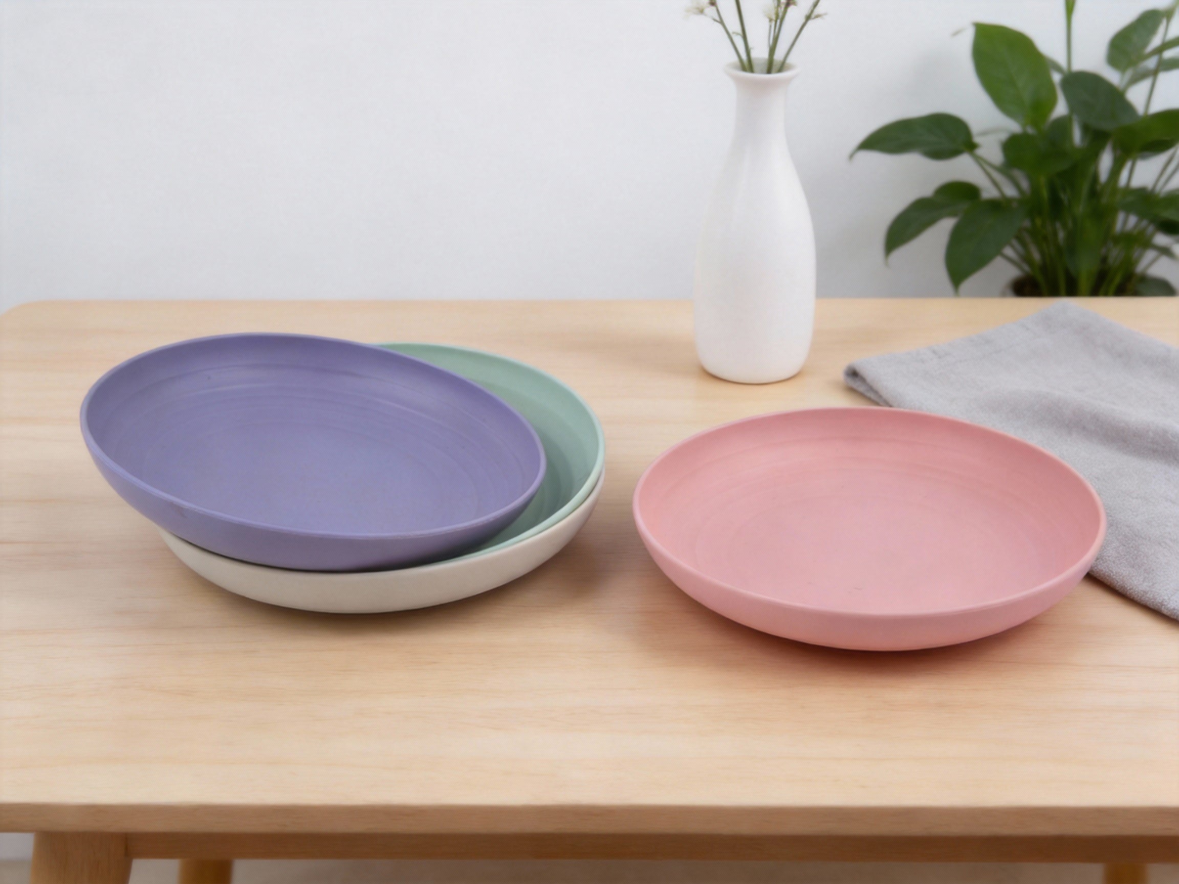 Longzon Wheat Straw Dinner Plates, Unbreakable Lightweight Plates, Eco-Friendly Non-Toxic Reusable Dishwasher & Microwave Safe Dessert Plates
