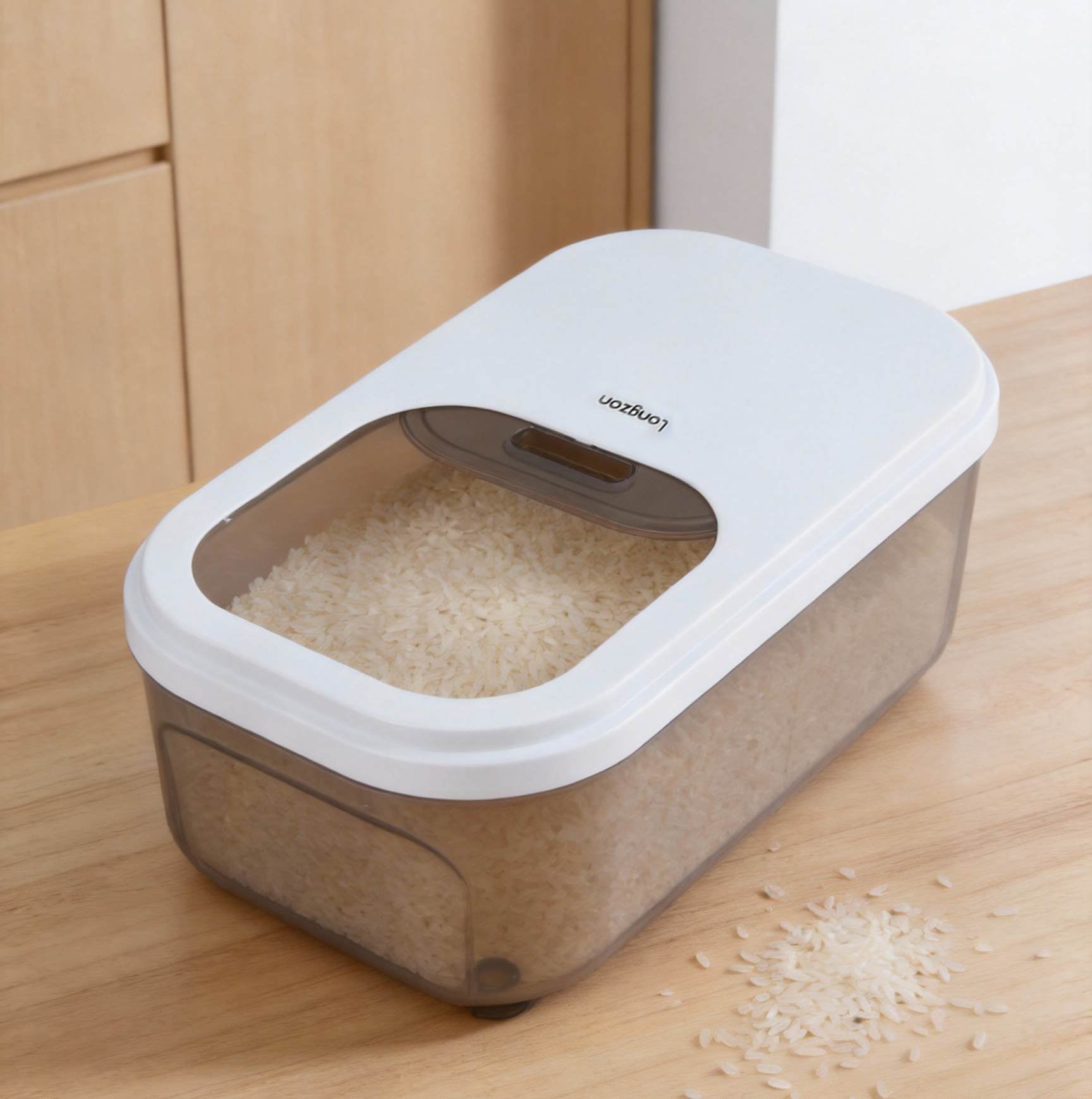 Longzon Airtight Food Storage Container with Push Button Lid,BPA-Free Clear Plastic Flour and Sugar Canister,POP Container for Kitchen Pantry Organization and Storage