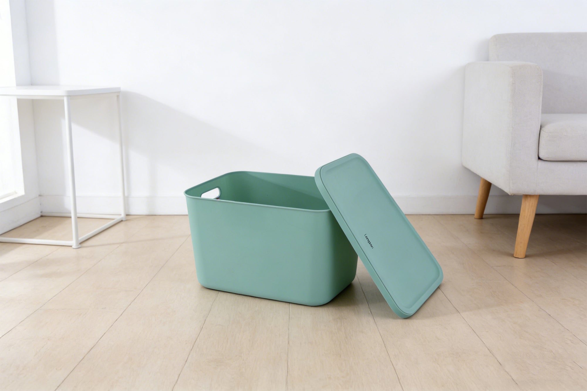 Longzon Stackable Home Storage Bins with Lids, Plastic Organizing Baskets with Handles, Cream White Storage Boxes for Closet, Shelves, Bathroom, Kitchen Pantry and Toy Organization