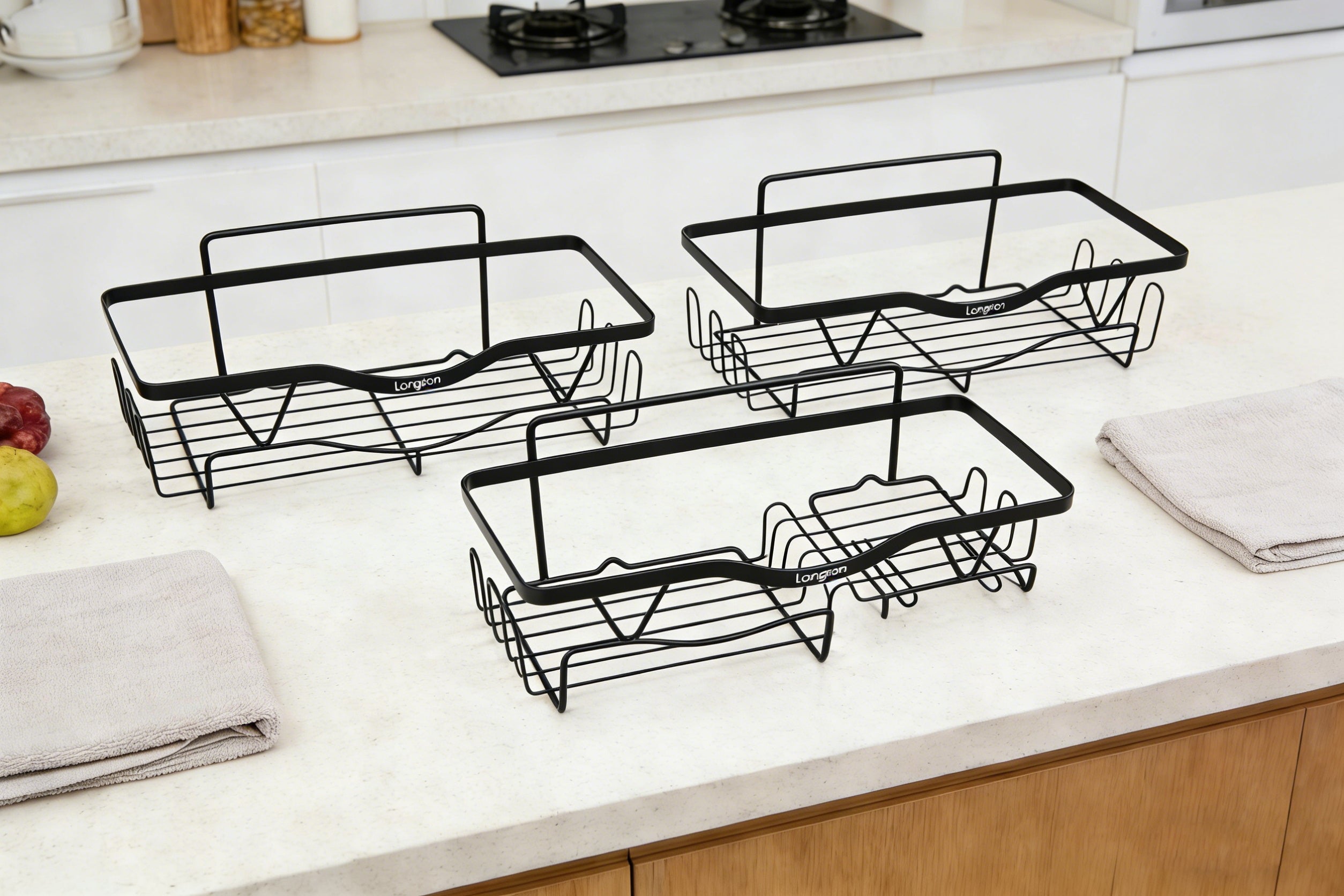 Longzon Sink Caddy Sponge Holder, Stainless Steel Kitchen Sink Organizer, Compact Dish Soap Drainer Rack with Removable Drip Tray, Rustproof Countertop Storage for Sponges and Brushes